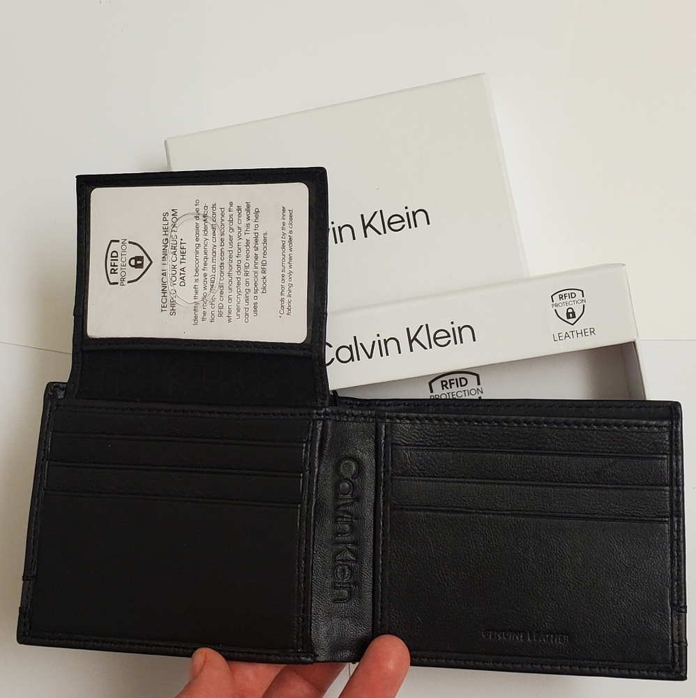 New Calvin Klein black mens real leather wallet - Picture 4 of 9